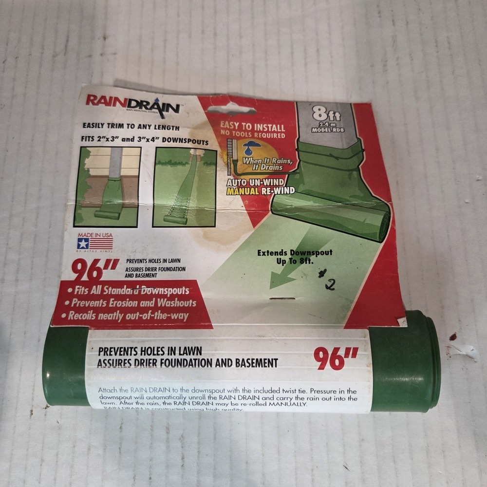 1 - RAINDRAIN 96" OR 8 FT EASILY TRIM TO ANY LENGHT RAIN REMOVAL SYSTEM